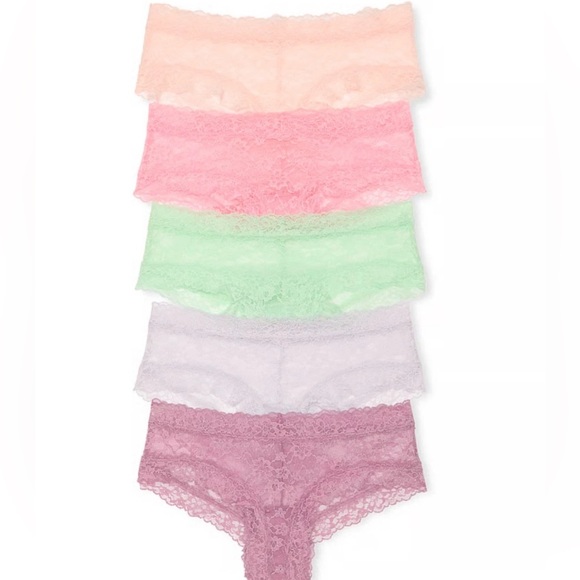 Victoria ’s Secret Lace Cheeky Panty Bundle Sz M pastel - Picture 1 of 3